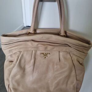 Prada Beige Leather Tote Bag